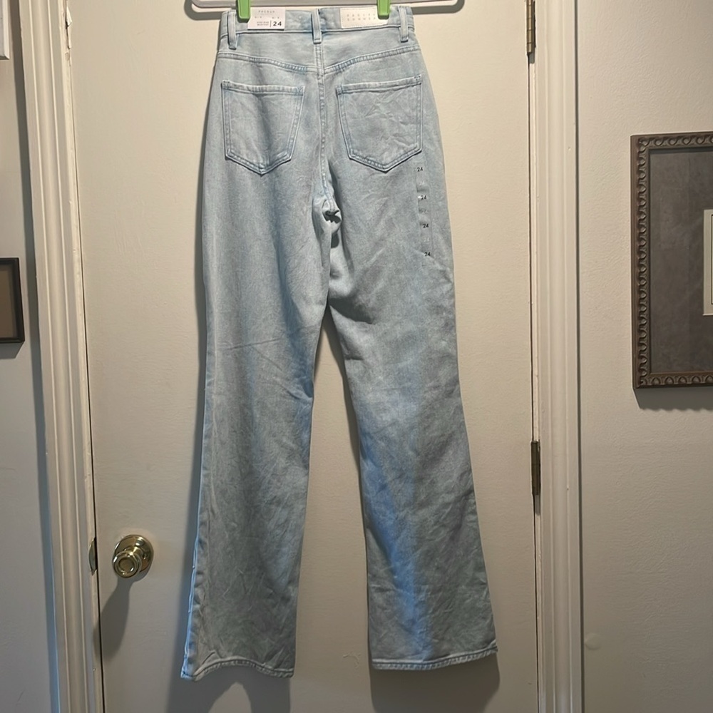 PacSun High Rise Geometrical Stitching Front Button Fly Flare Jeans NWT - Picture 6 of 12